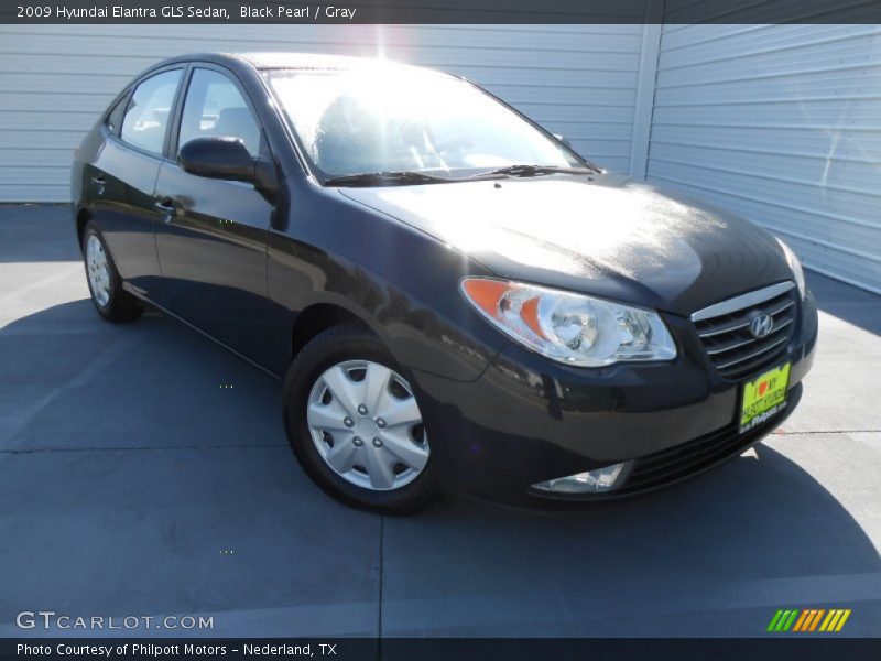 Black Pearl / Gray 2009 Hyundai Elantra GLS Sedan