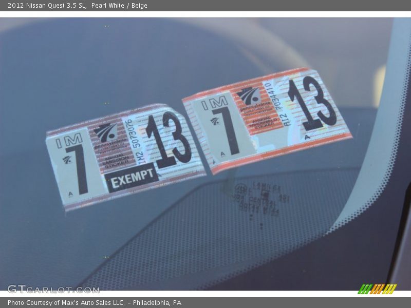Pearl White / Beige 2012 Nissan Quest 3.5 SL