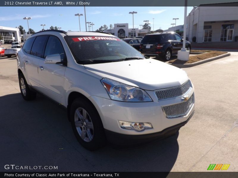 White / Ebony 2012 Chevrolet Traverse LT AWD