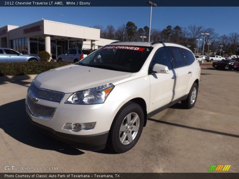 White / Ebony 2012 Chevrolet Traverse LT AWD