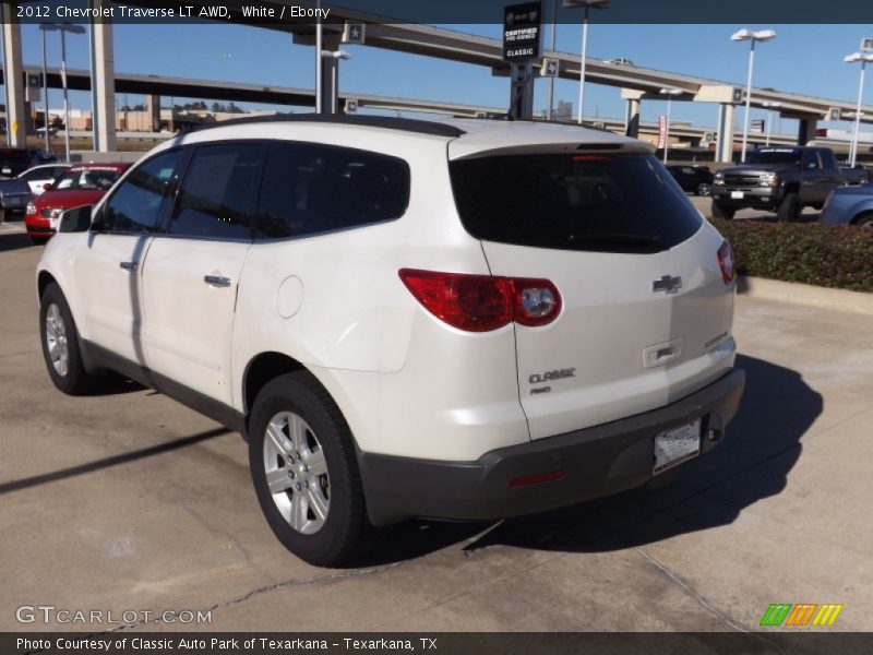 White / Ebony 2012 Chevrolet Traverse LT AWD