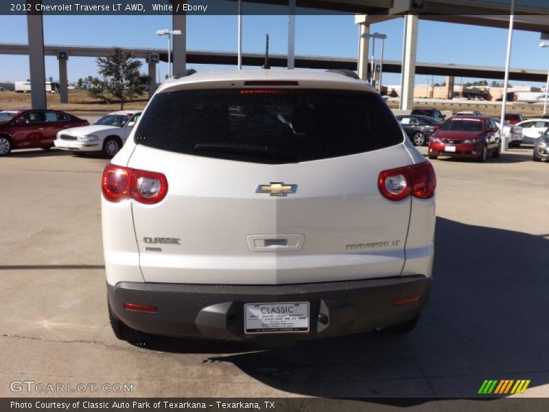 White / Ebony 2012 Chevrolet Traverse LT AWD