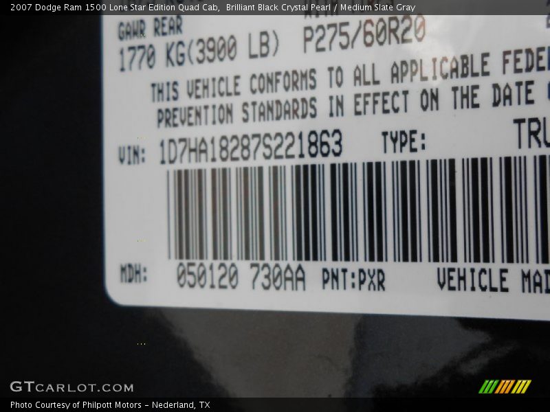 Brilliant Black Crystal Pearl / Medium Slate Gray 2007 Dodge Ram 1500 Lone Star Edition Quad Cab