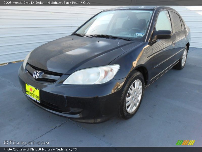 Nighthawk Black Pearl / Gray 2005 Honda Civic LX Sedan