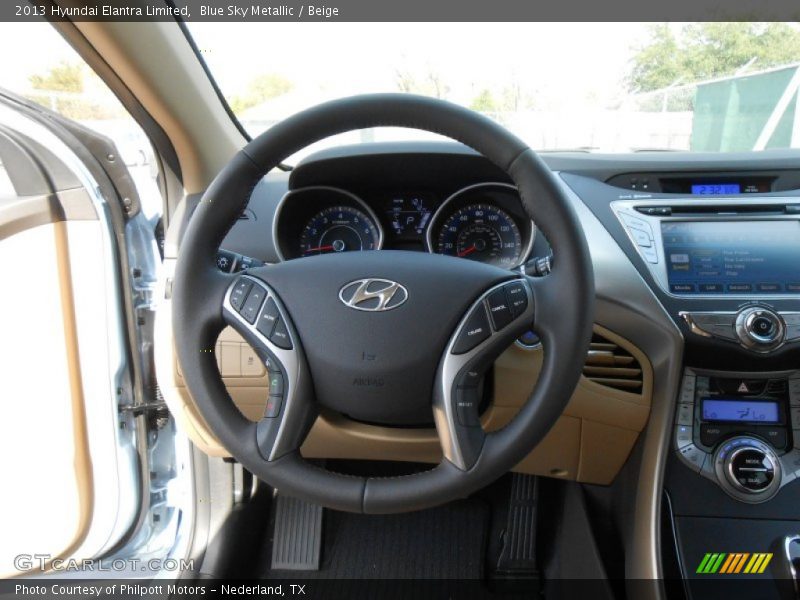 Blue Sky Metallic / Beige 2013 Hyundai Elantra Limited
