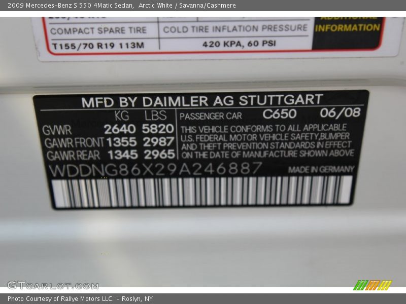 Arctic White / Savanna/Cashmere 2009 Mercedes-Benz S 550 4Matic Sedan