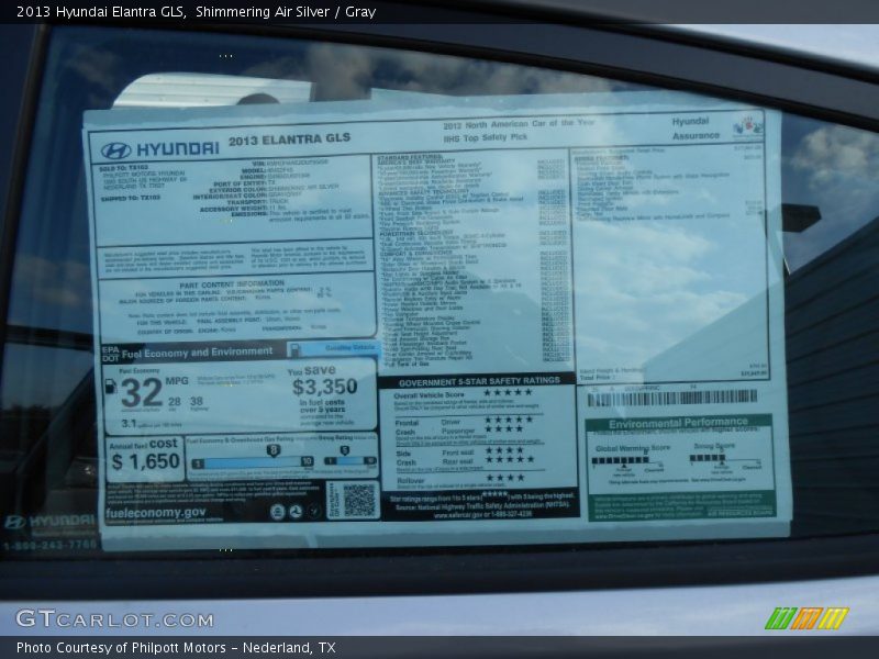 Shimmering Air Silver / Gray 2013 Hyundai Elantra GLS