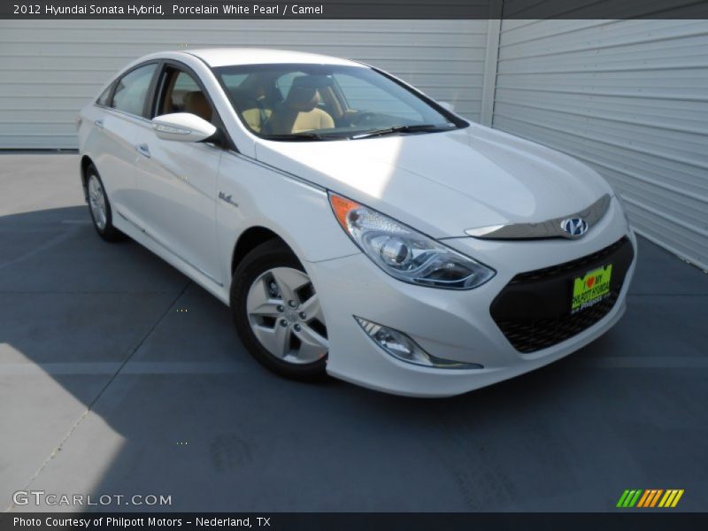 Porcelain White Pearl / Camel 2012 Hyundai Sonata Hybrid