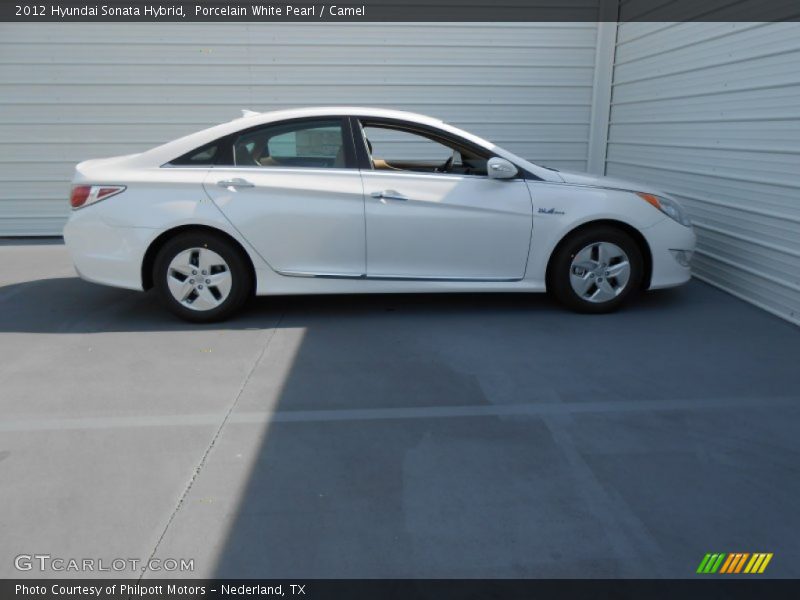 Porcelain White Pearl / Camel 2012 Hyundai Sonata Hybrid