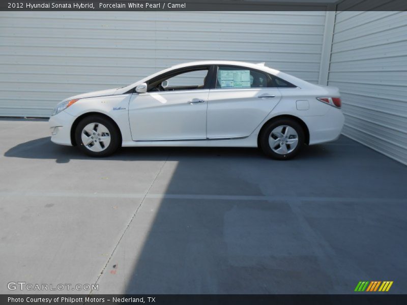 Porcelain White Pearl / Camel 2012 Hyundai Sonata Hybrid