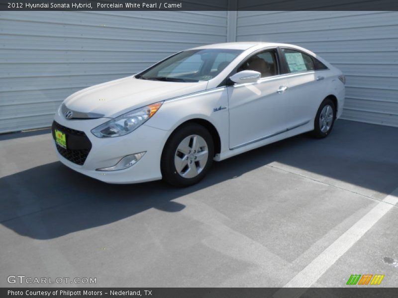 Porcelain White Pearl / Camel 2012 Hyundai Sonata Hybrid