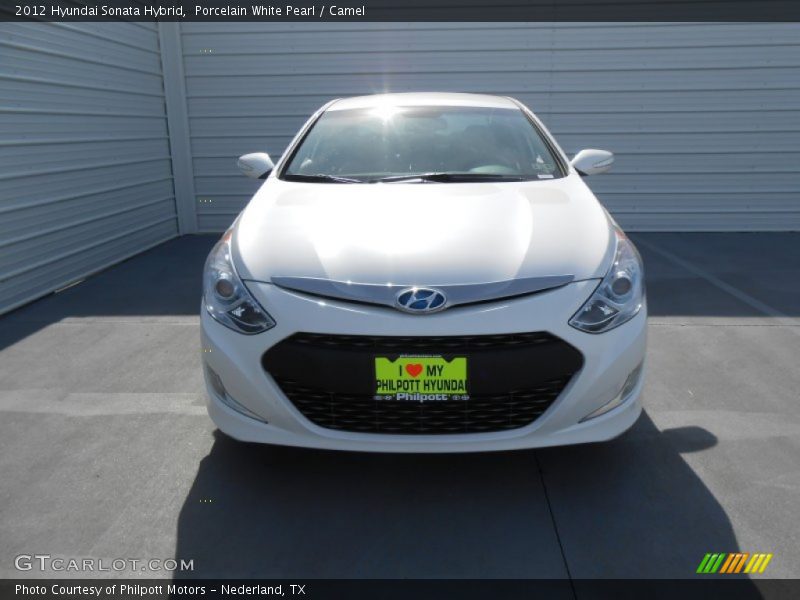 Porcelain White Pearl / Camel 2012 Hyundai Sonata Hybrid