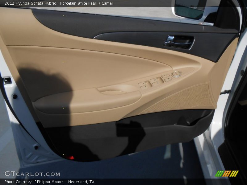 Porcelain White Pearl / Camel 2012 Hyundai Sonata Hybrid
