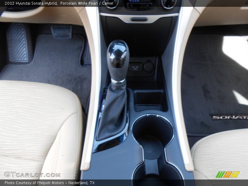 Porcelain White Pearl / Camel 2012 Hyundai Sonata Hybrid