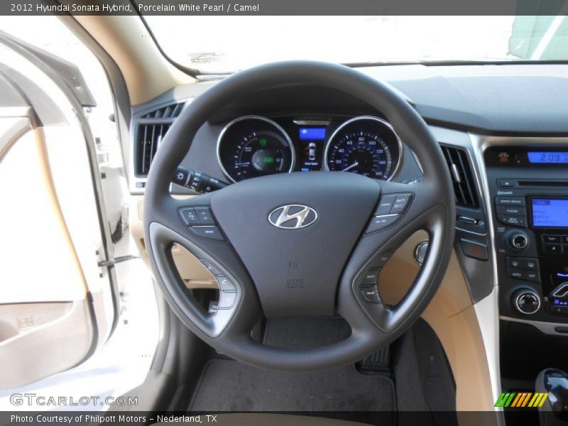 Porcelain White Pearl / Camel 2012 Hyundai Sonata Hybrid
