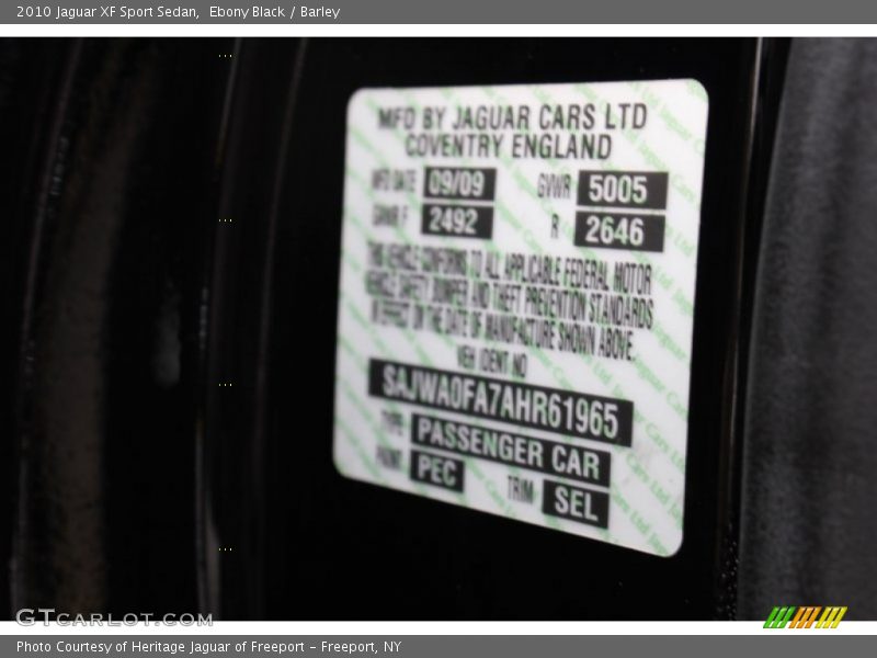 Ebony Black / Barley 2010 Jaguar XF Sport Sedan