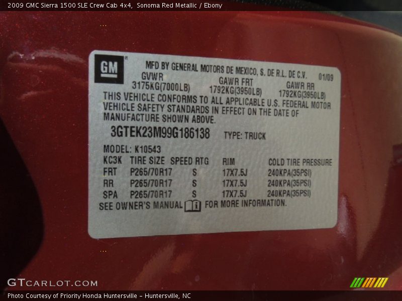 Sonoma Red Metallic / Ebony 2009 GMC Sierra 1500 SLE Crew Cab 4x4