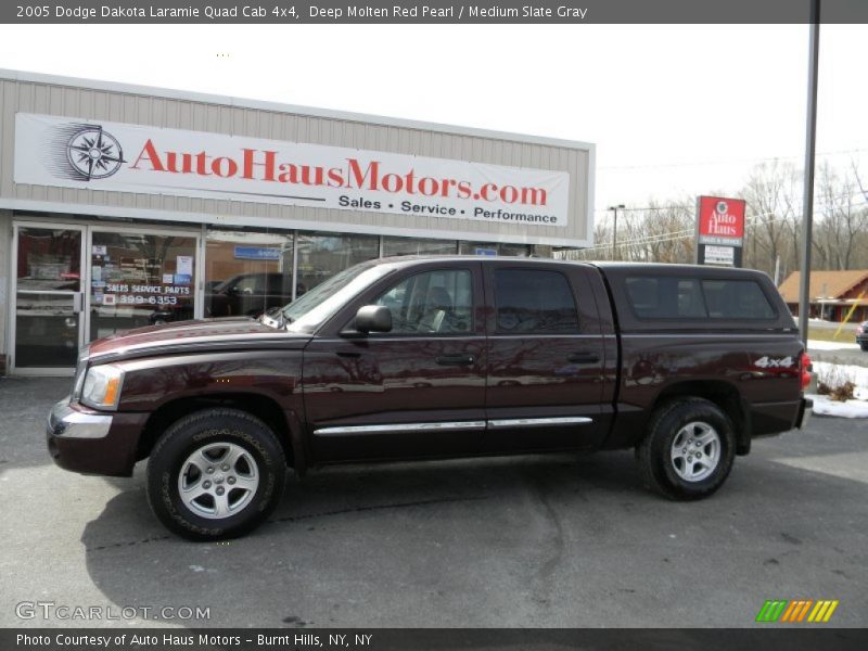 Deep Molten Red Pearl / Medium Slate Gray 2005 Dodge Dakota Laramie Quad Cab 4x4