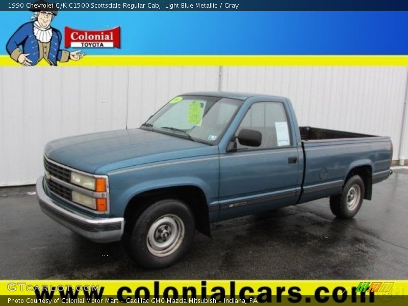 Light Blue Metallic / Gray 1990 Chevrolet C/K C1500 Scottsdale Regular Cab