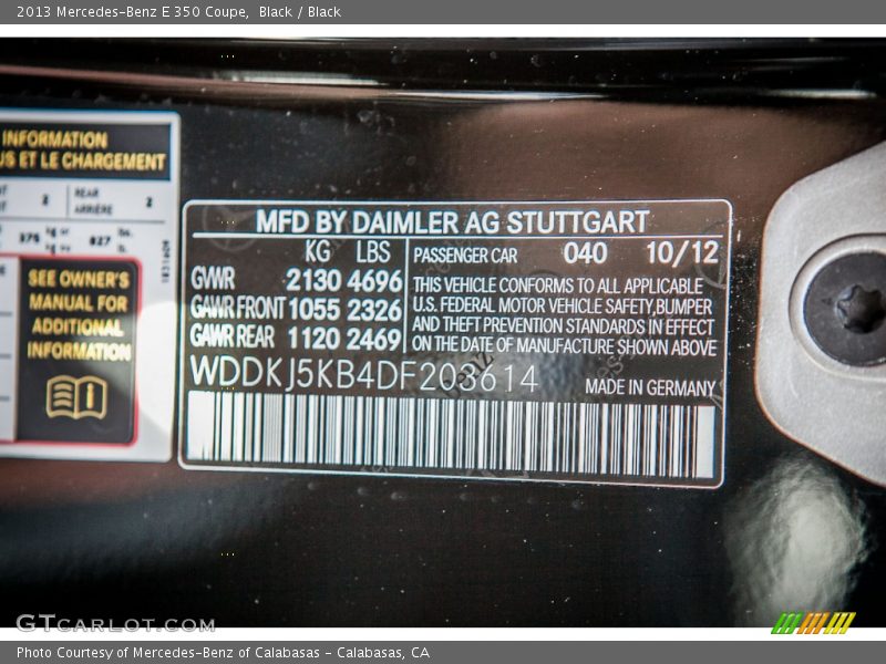 Black / Black 2013 Mercedes-Benz E 350 Coupe