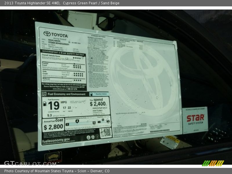 Cypress Green Pearl / Sand Beige 2013 Toyota Highlander SE 4WD
