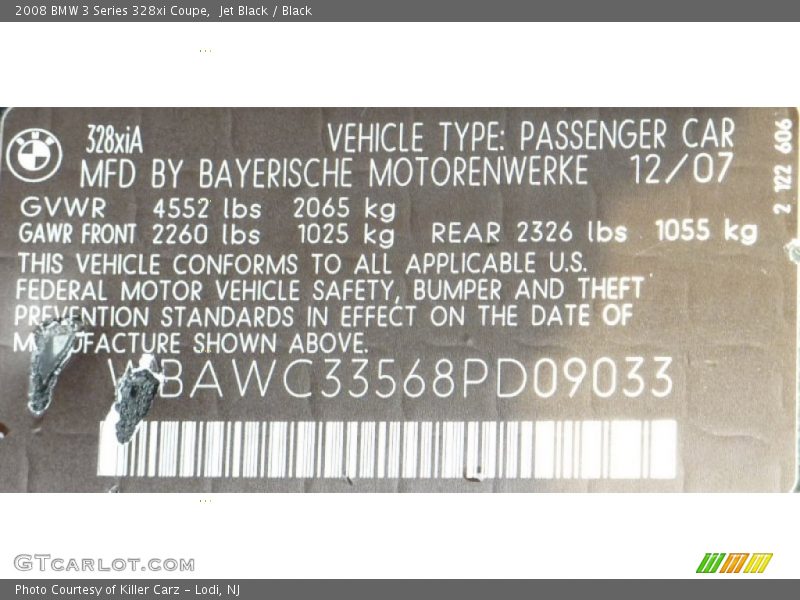 Jet Black / Black 2008 BMW 3 Series 328xi Coupe