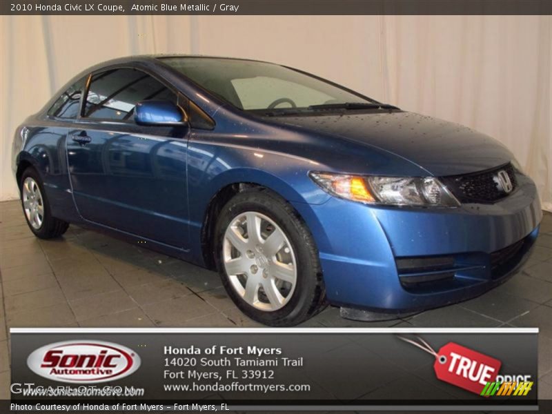 Atomic Blue Metallic / Gray 2010 Honda Civic LX Coupe