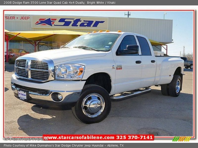 Bright White / Khaki 2008 Dodge Ram 3500 Lone Star Quad Cab 4x4 Dually