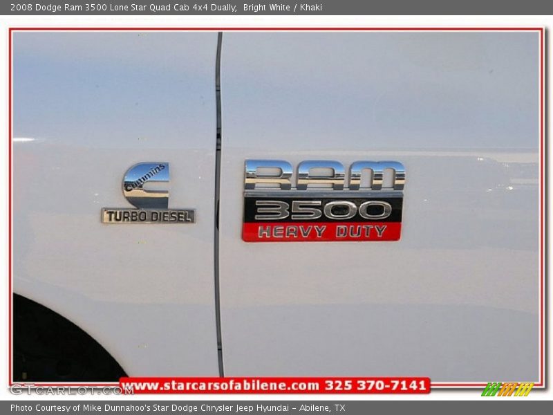 Bright White / Khaki 2008 Dodge Ram 3500 Lone Star Quad Cab 4x4 Dually