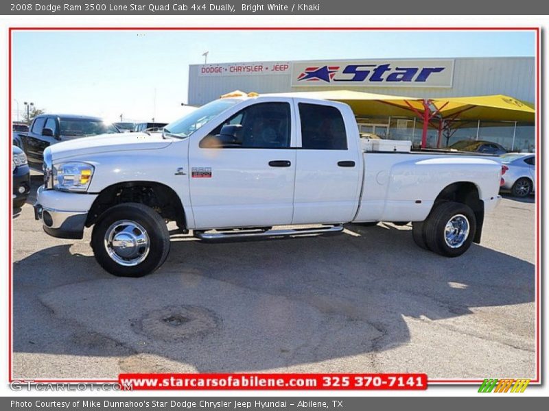 Bright White / Khaki 2008 Dodge Ram 3500 Lone Star Quad Cab 4x4 Dually