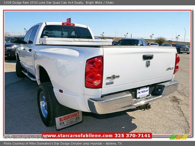 Bright White / Khaki 2008 Dodge Ram 3500 Lone Star Quad Cab 4x4 Dually