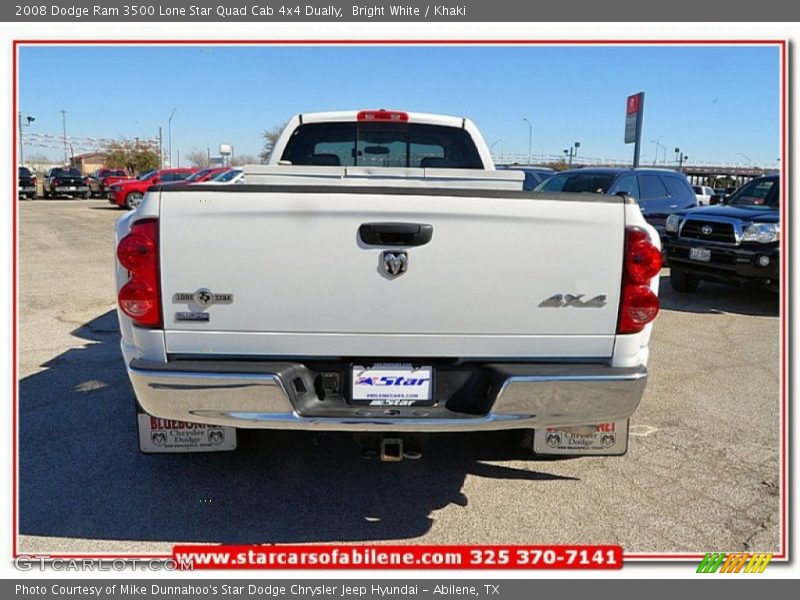 Bright White / Khaki 2008 Dodge Ram 3500 Lone Star Quad Cab 4x4 Dually