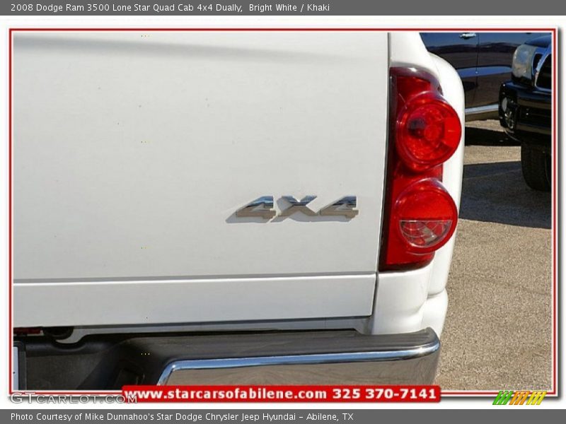 Bright White / Khaki 2008 Dodge Ram 3500 Lone Star Quad Cab 4x4 Dually