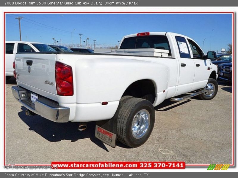 Bright White / Khaki 2008 Dodge Ram 3500 Lone Star Quad Cab 4x4 Dually