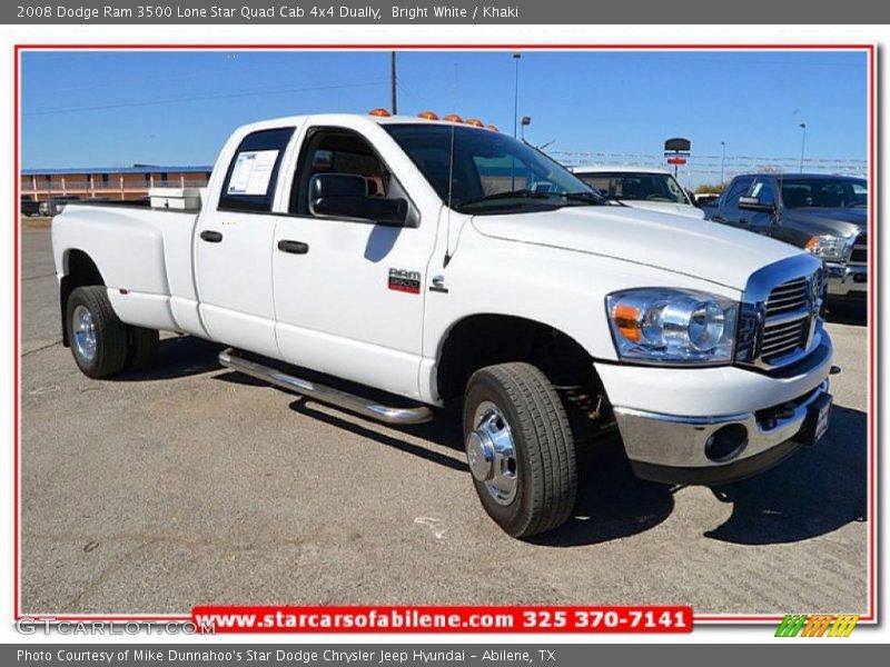 Bright White / Khaki 2008 Dodge Ram 3500 Lone Star Quad Cab 4x4 Dually