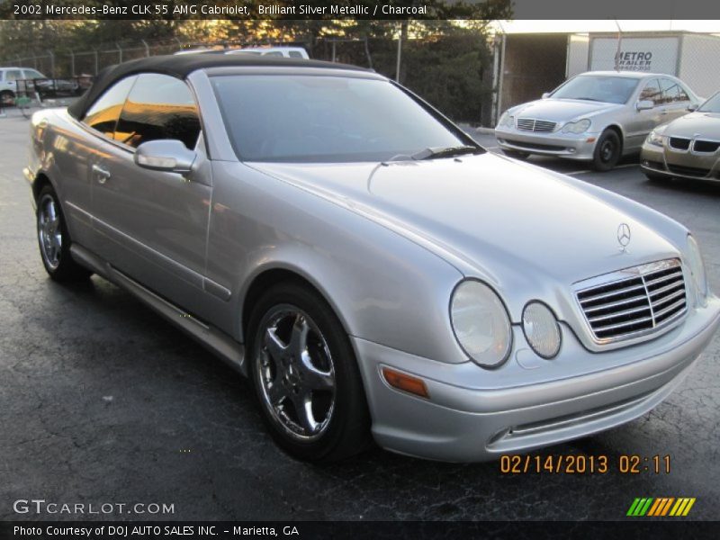 Brilliant Silver Metallic / Charcoal 2002 Mercedes-Benz CLK 55 AMG Cabriolet