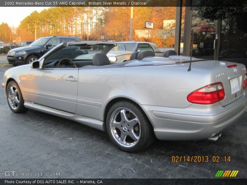 Brilliant Silver Metallic / Charcoal 2002 Mercedes-Benz CLK 55 AMG Cabriolet