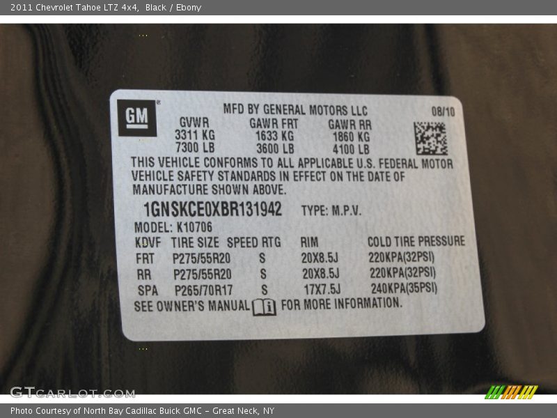 Black / Ebony 2011 Chevrolet Tahoe LTZ 4x4