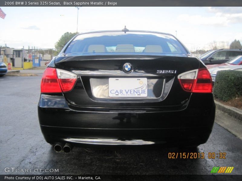 Black Sapphire Metallic / Beige 2006 BMW 3 Series 325i Sedan