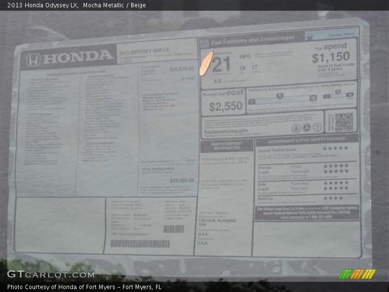 Mocha Metallic / Beige 2013 Honda Odyssey LX