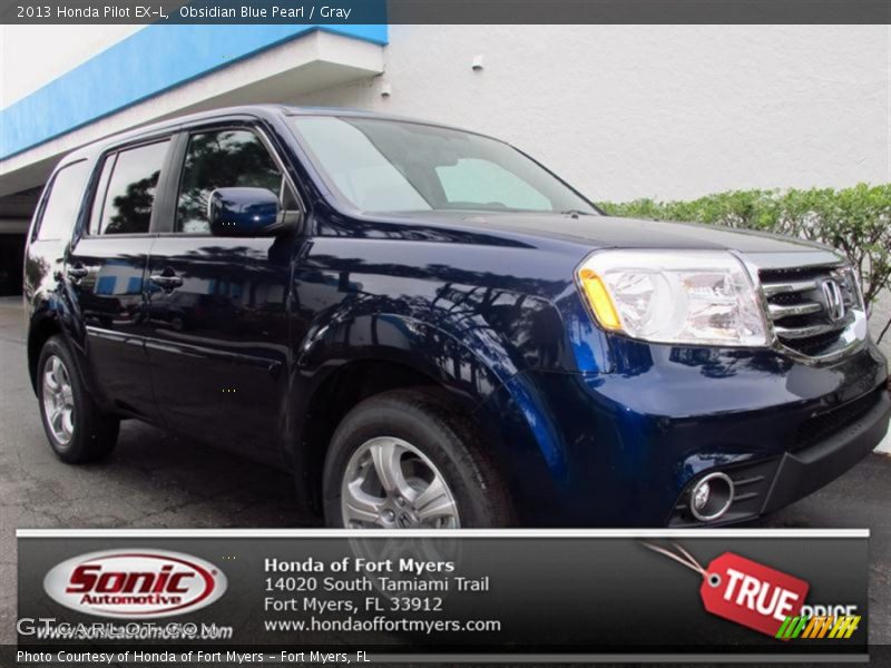 Obsidian Blue Pearl / Gray 2013 Honda Pilot EX-L