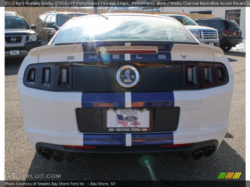 Performance White / Shelby Charcoal Black/Blue Accent Recaro Sport Seats 2013 Ford Mustang Shelby GT500 SVT Performance Package Coupe