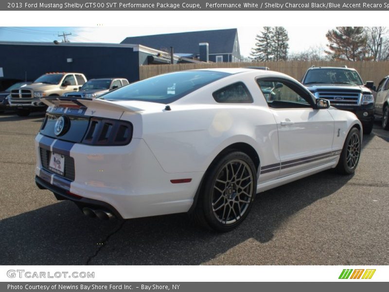 Performance White / Shelby Charcoal Black/Blue Accent Recaro Sport Seats 2013 Ford Mustang Shelby GT500 SVT Performance Package Coupe