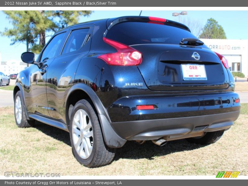Sapphire Black / Black/Silver Trim 2012 Nissan Juke SV AWD