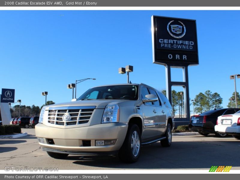 Gold Mist / Ebony 2008 Cadillac Escalade ESV AWD