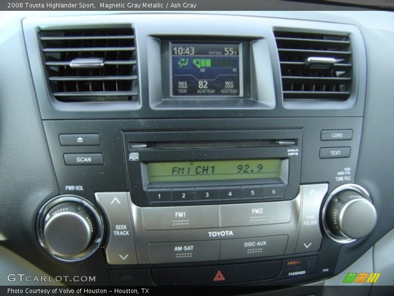 Controls of 2008 Highlander Sport