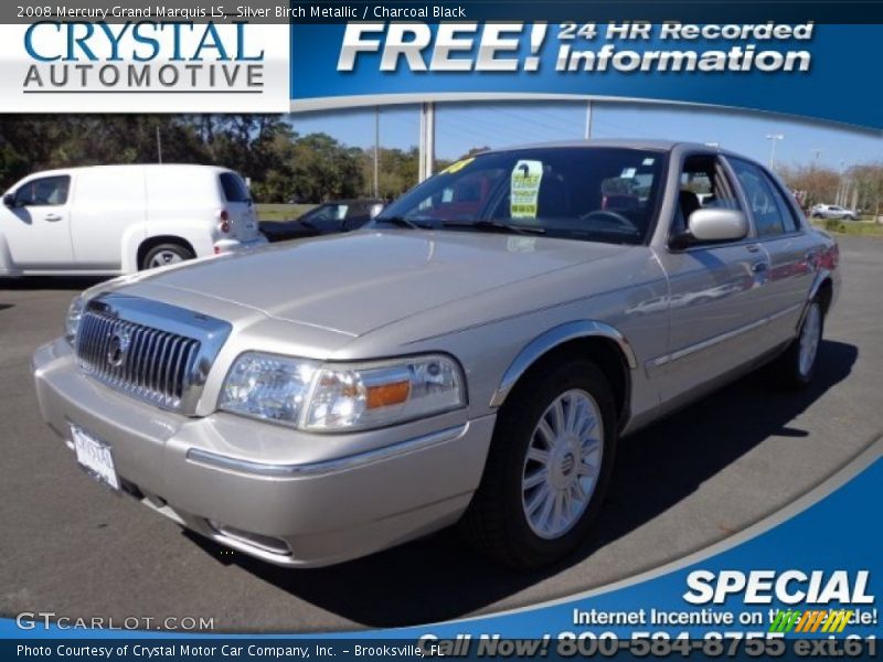 Silver Birch Metallic / Charcoal Black 2008 Mercury Grand Marquis LS