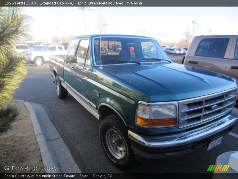 Pacific Green Metallic / Medium Mocha 1996 Ford F150 XL Extended Cab 4x4