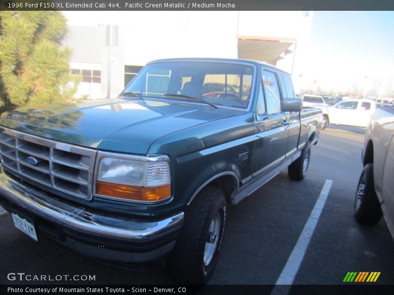 Pacific Green Metallic / Medium Mocha 1996 Ford F150 XL Extended Cab 4x4
