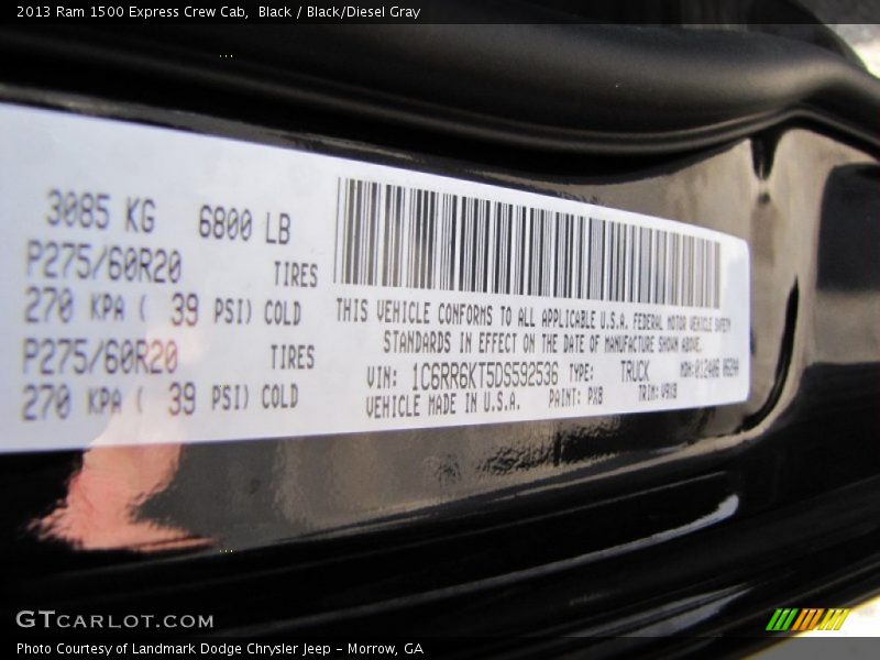 Black / Black/Diesel Gray 2013 Ram 1500 Express Crew Cab